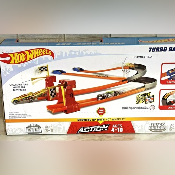 Hot Wheels Turbo Race Set with Two Cars Two Launchers Mattel Track Builder - Picture 7 of 7